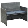 vidaXL 4 Piece Garden Lounge with Cushions Set Poly Rattan Grey