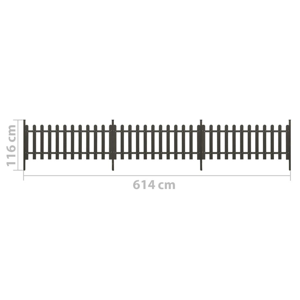 vidaXL Picket Fence with Posts 3 pcs WPC 614x80 cm