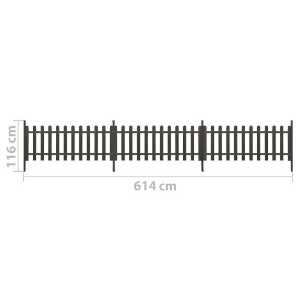 vidaXL Picket Fence with Posts 3 pcs WPC 614x80 cm