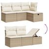 vidaXL 7 Piece Garden Sofa Set with Cushions Beige Poly Rattan