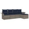 vidaXL Garden Sofa Set with Cushion 5 pcs Grey Poly Rattan