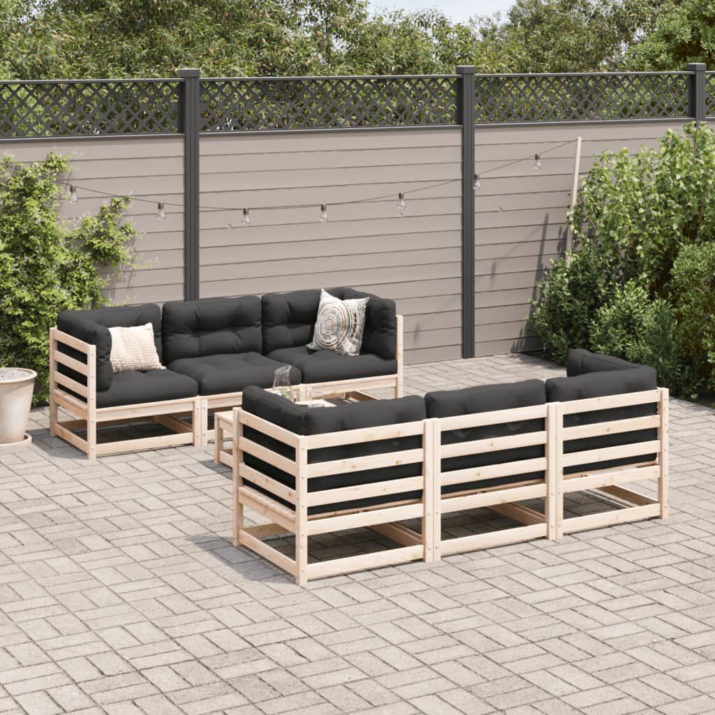 vidaXL 7 Piece Garden Sofa Set with Cushions Solid Wood Pine