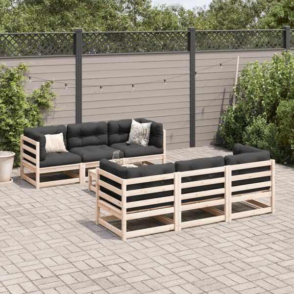 vidaXL 7 Piece Garden Sofa Set with Cushions Solid Wood Pine