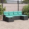 vidaXL 6 Piece Garden Sofa Set with Cushions Black Poly Rattan