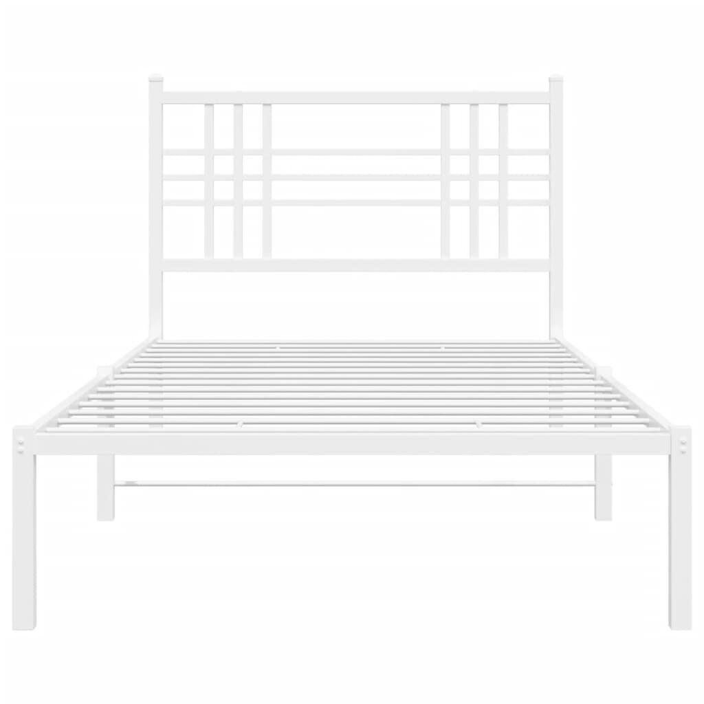 vidaXL Metal Bed Frame without Mattress with Headboard White 100x200cm