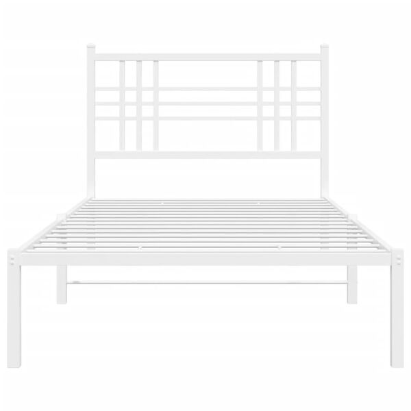 vidaXL Metal Bed Frame without Mattress with Headboard White 100x200cm