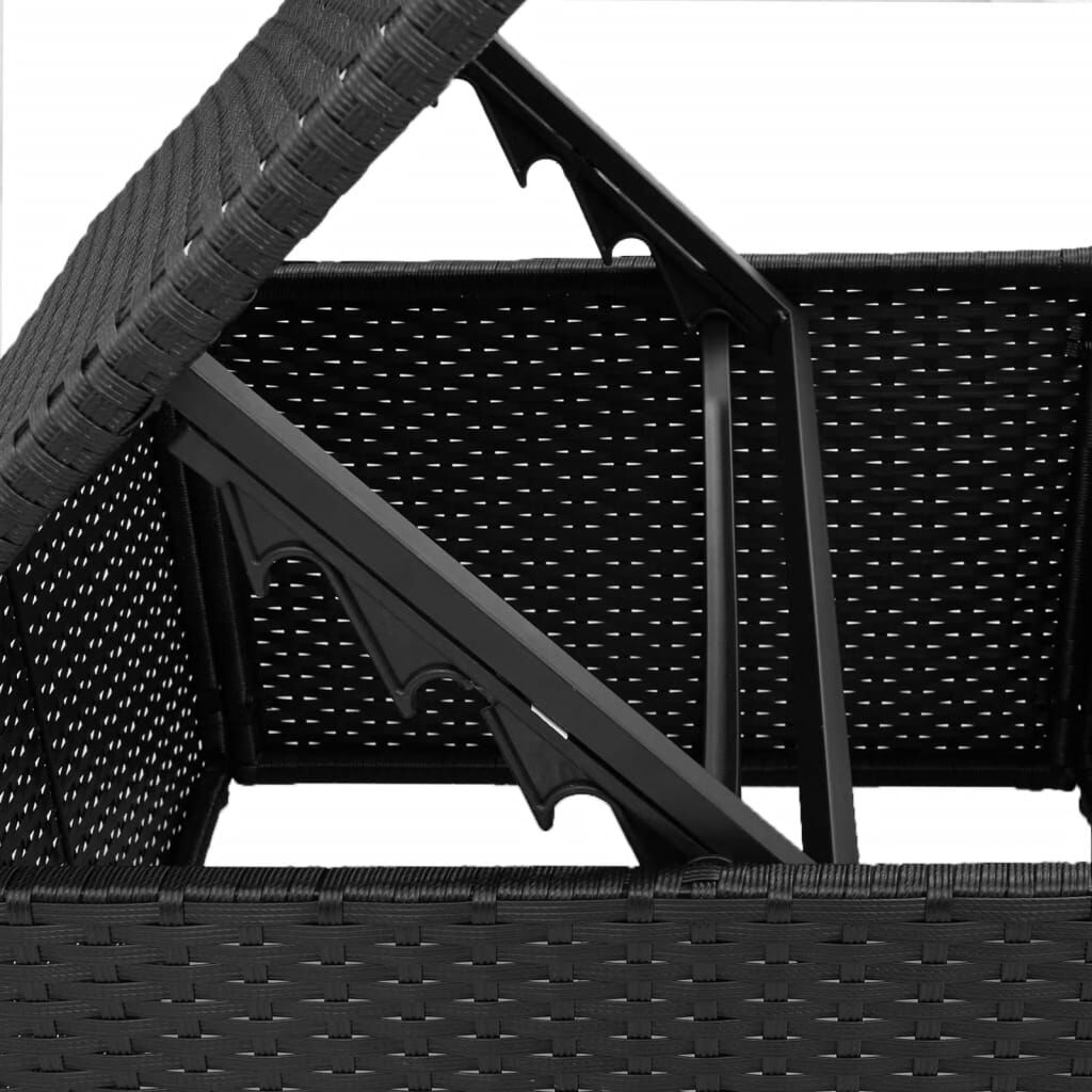 vidaXL Garden Stool with Cushion Black 55x55x37 cm Poly Rattan