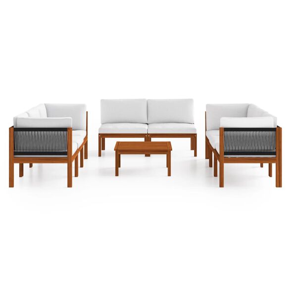 vidaXL 9 Piece Garden Lounge Set with Cushions Cream Solid Acacia Wood