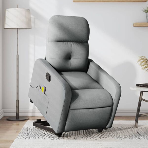 vidaXL Stand up Massage Recliner Chair Light Grey Fabric