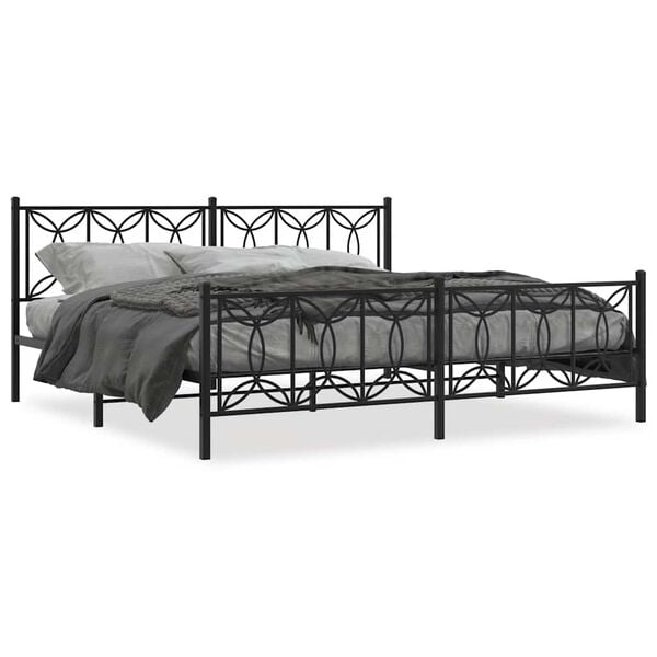 vidaXL Metal Bed Frame without Mattress with Footboard Black 193x203cm