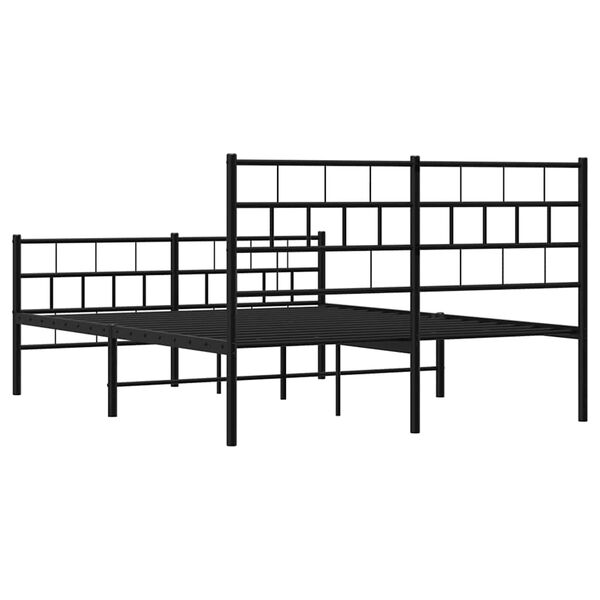 vidaXL Metal Bed Frame without Mattress with Footboard Black 150x200cm