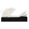 vidaXL Sun Lounger with Canopy and Cushion Poly Rattan Cream White