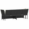 vidaXL Garden Sofa with Cushions Black Poly Rattan