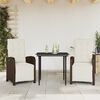 vidaXL 3 Piece Bistro Set with Cushions Brown Poly Rattan
