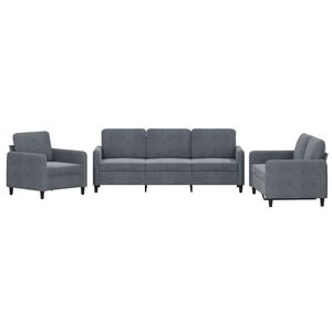 vidaXL 3 Piece Sofa Set Dark Grey Velvet
