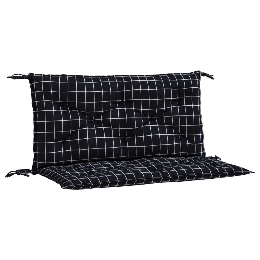 vidaXL Garden Bench Cushions 2pcs Black Check Pattern 100x50x7cm Fabric