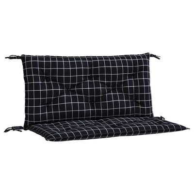 vidaXL Garden Bench Cushions 2pcs Black Check Pattern 100x50x7cm Fabric
