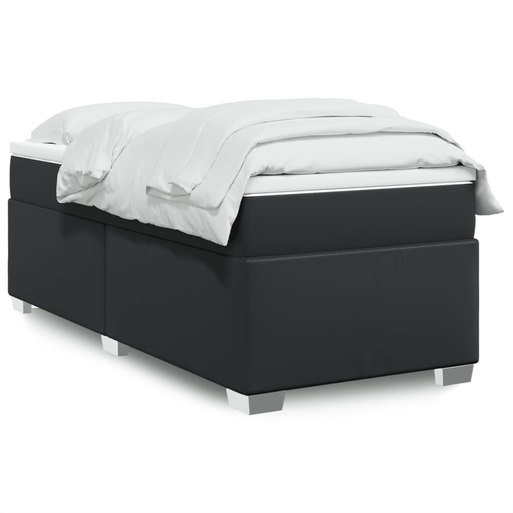 vidaXL Box Spring Bed with Mattress Black Twin XL Faux Leather