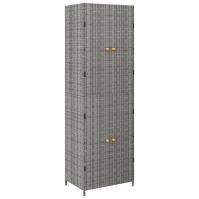 vidaXL Garden Storage Cabinet Grey 59x40x180 cm Poly Rattan