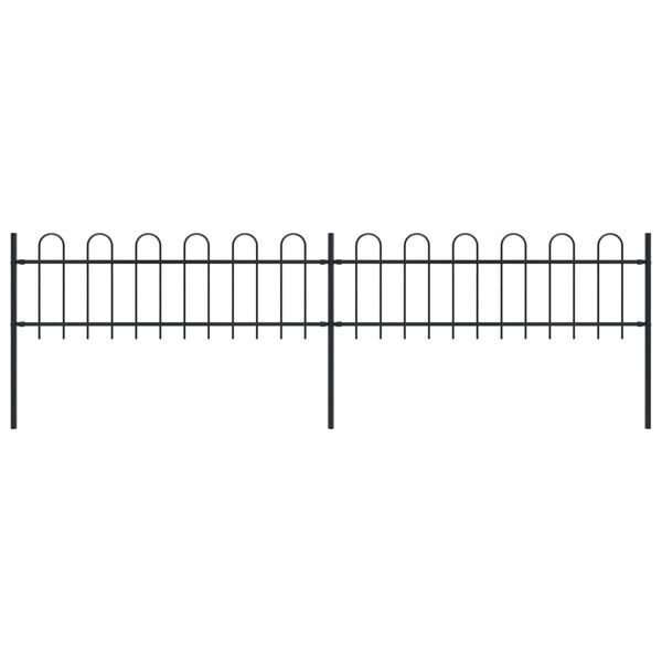vidaXL Garden Fence with Hoop Top Steel 3.4x0.6 m Black