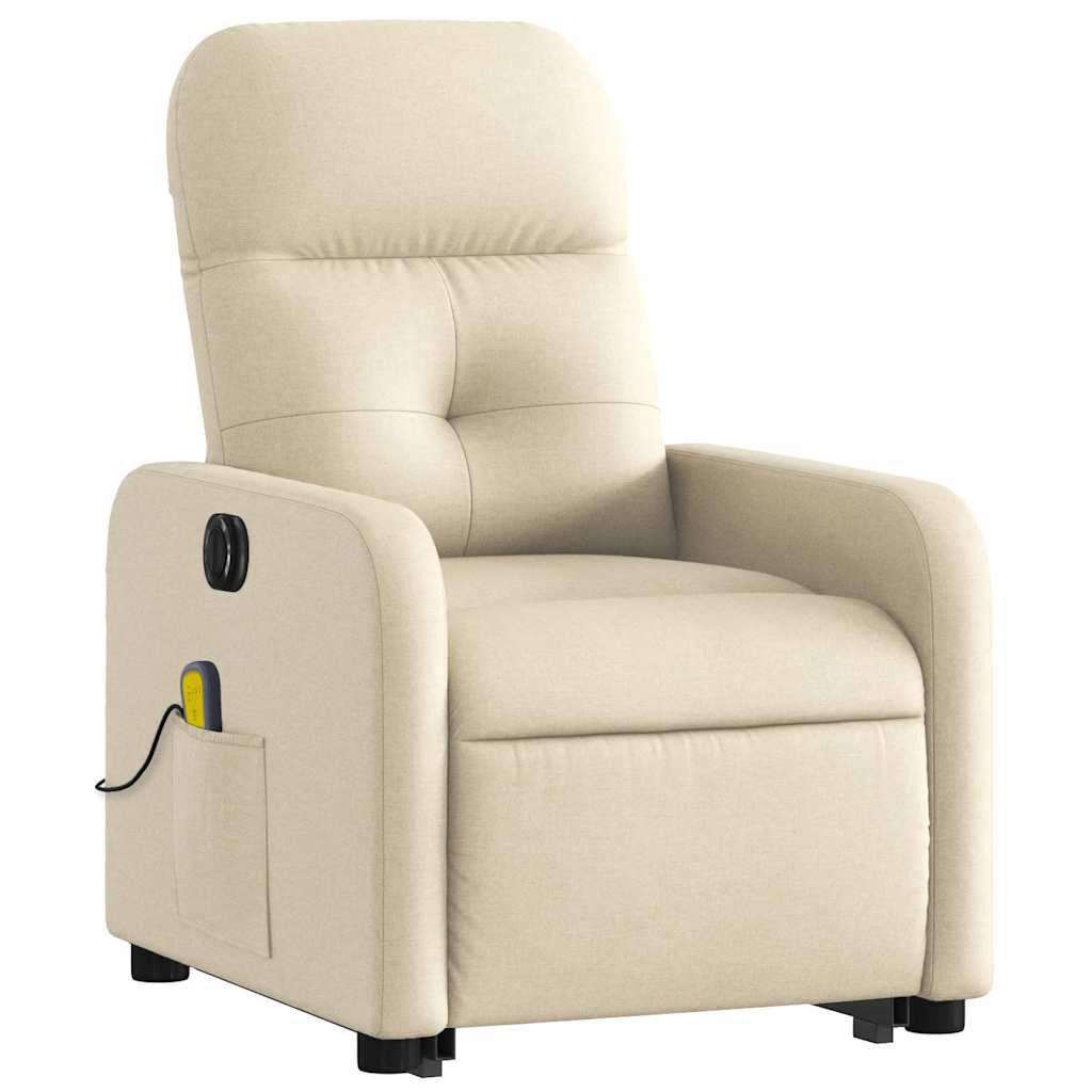 vidaXL Electric Stand up Massage Recliner Chair Cream Fabric