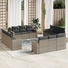 vidaXL 12 Piece Garden Sofa Set with Cushions Grey Poly Rattan