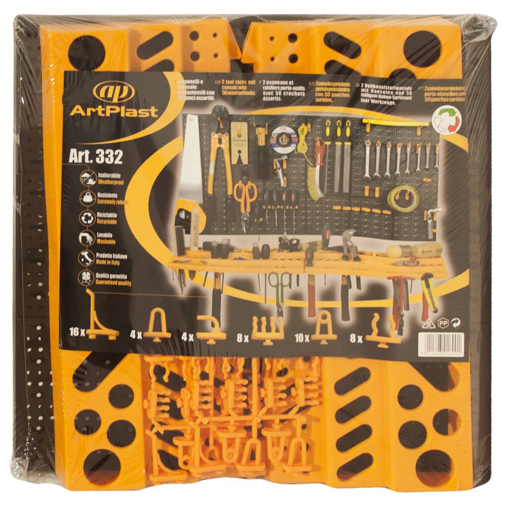 vidaXL Tool Wall 500x1000 mm 50 Hooks PP
