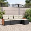 vidaXL 5 Piece Garden Sofa Set with Cushions Black Poly Rattan