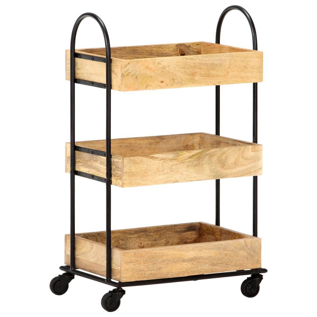 vidaXL 3-Tier Kitchen Trolley 46x30x76 cm Solid Mango Wood