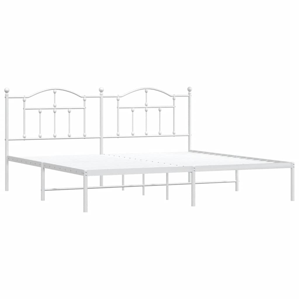 vidaXL Metal Bed Frame without Mattress with Headboard White 193x203cm