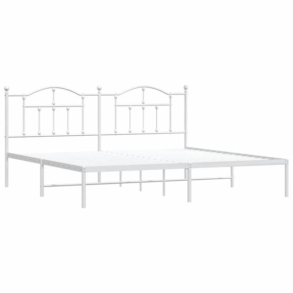 vidaXL Metal Bed Frame without Mattress with Headboard White 193x203cm