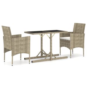 vidaXL 3 Piece Garden Dining Set Beige