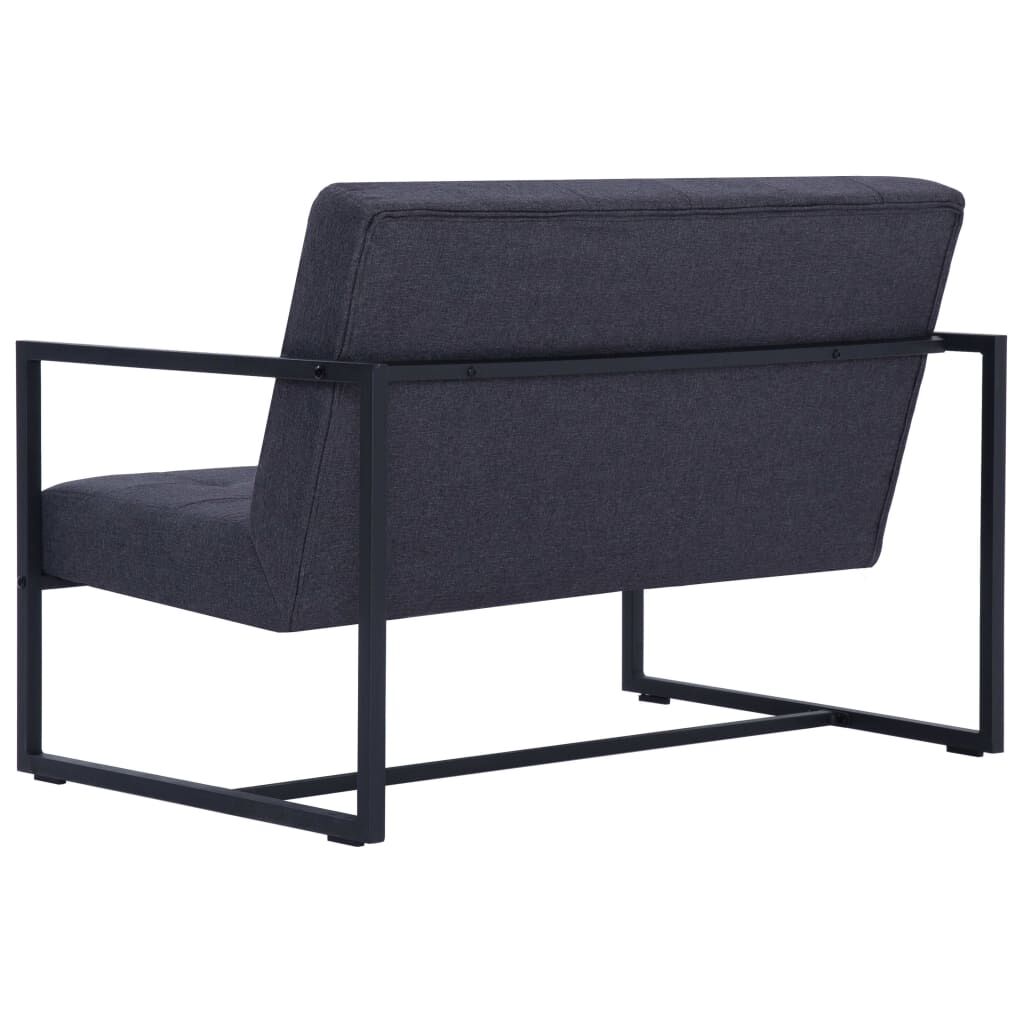 vidaXL 2-Seater Sofa with Armrests Dark Gray Steel and Fabric