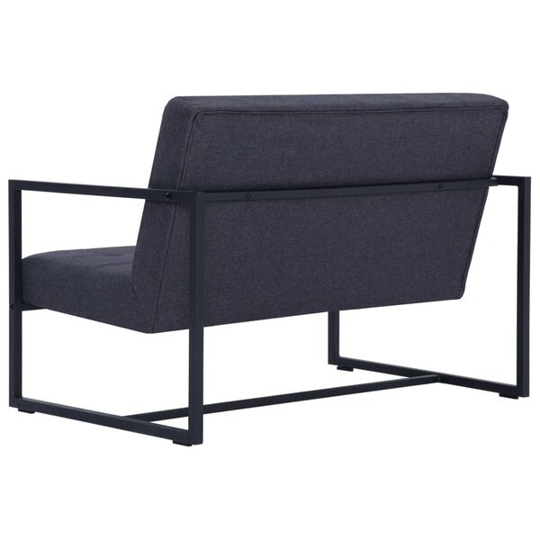 vidaXL 2-Seater Sofa with Armrests Dark Gray Steel and Fabric