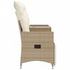 vidaXL Reclining Garden Sofa 2-Seater with Table Beige Poly Rattan