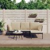 vidaXL 3 Piece Garden Lounge Set with Beige Cushions Poly Rattan