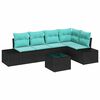 vidaXL Garden Sofa Set with Storage Black and Turquoise Poly Rattan