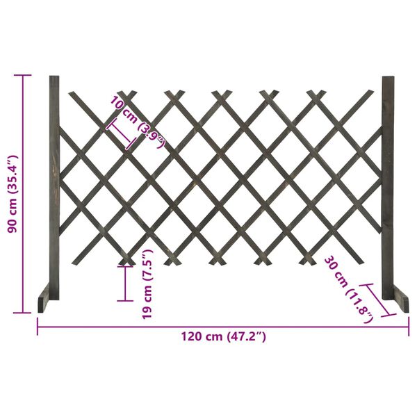 vidaXL Garden Trellis Fence Grey 120x90 cm Solid Firwood