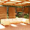 vidaXL 10 Piece Garden Lounge Set with Cream Cushions Pinewood