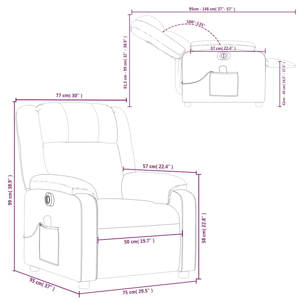 vidaXL Electric Massage Recliner Chair Dark Green Fabric