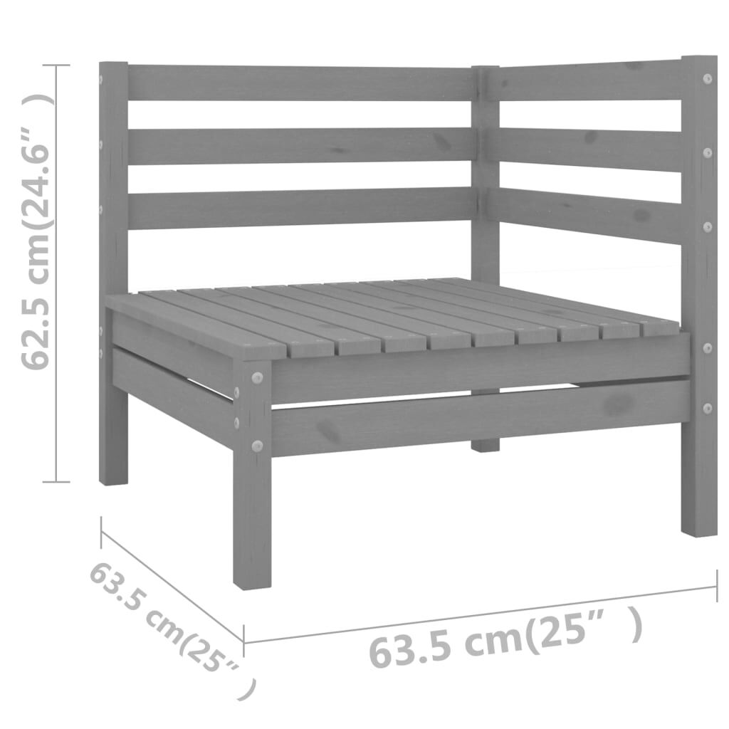 vidaXL 7 Piece Garden Lounge Set Grey Solid Wood Pine