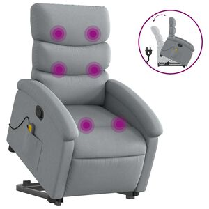 vidaXL Stand up Massage Recliner Chair Light Grey Fabric