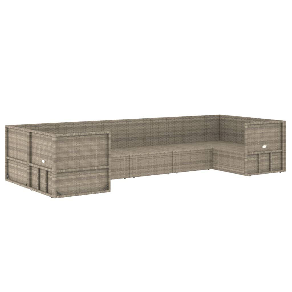 vidaXL 7 Piece Garden Lounge Set with Cushions Grey Poly Rattan