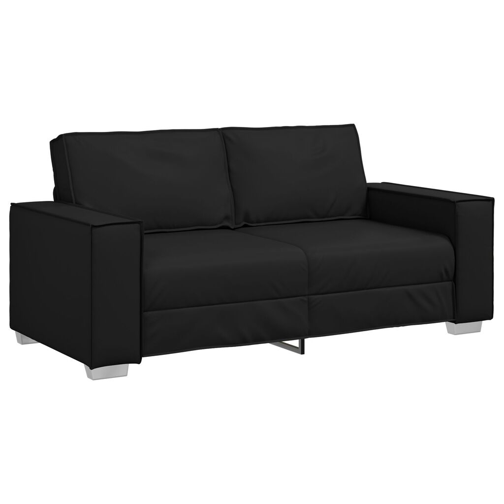 vidaXL Black Loveseat Sofa - 140 cm Faux Leather