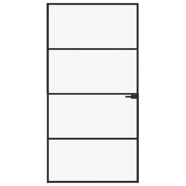 vidaXL Interior Door Black 102x201.5 cm Tempered Glass&Aluminium