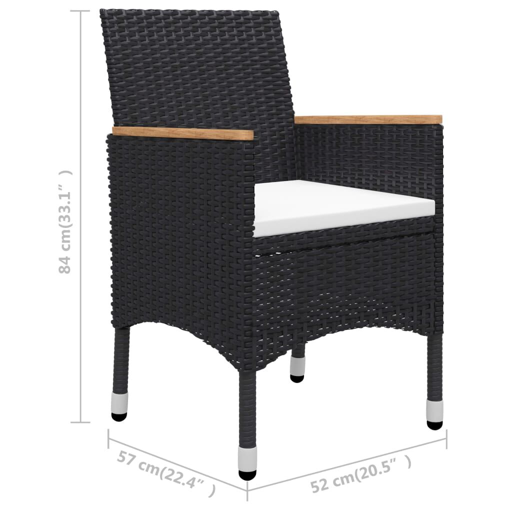 vidaXL 3 Piece Garden Dining Set Black
