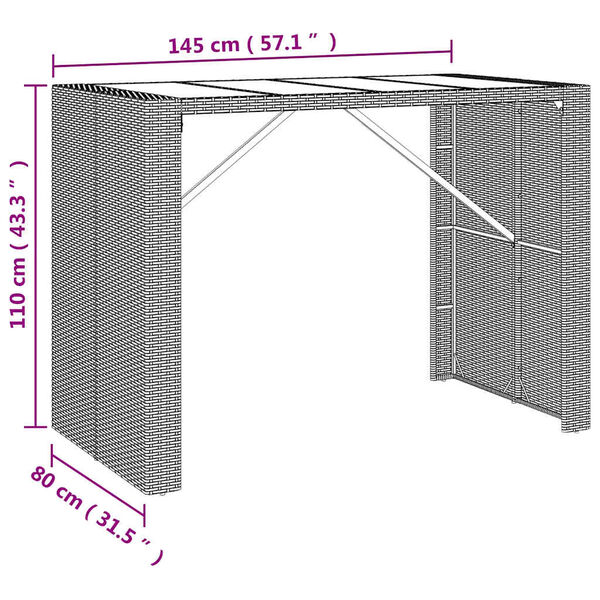 vidaXL 7 Piece Garden Bar Set with Cushions Grey Poly Rattan