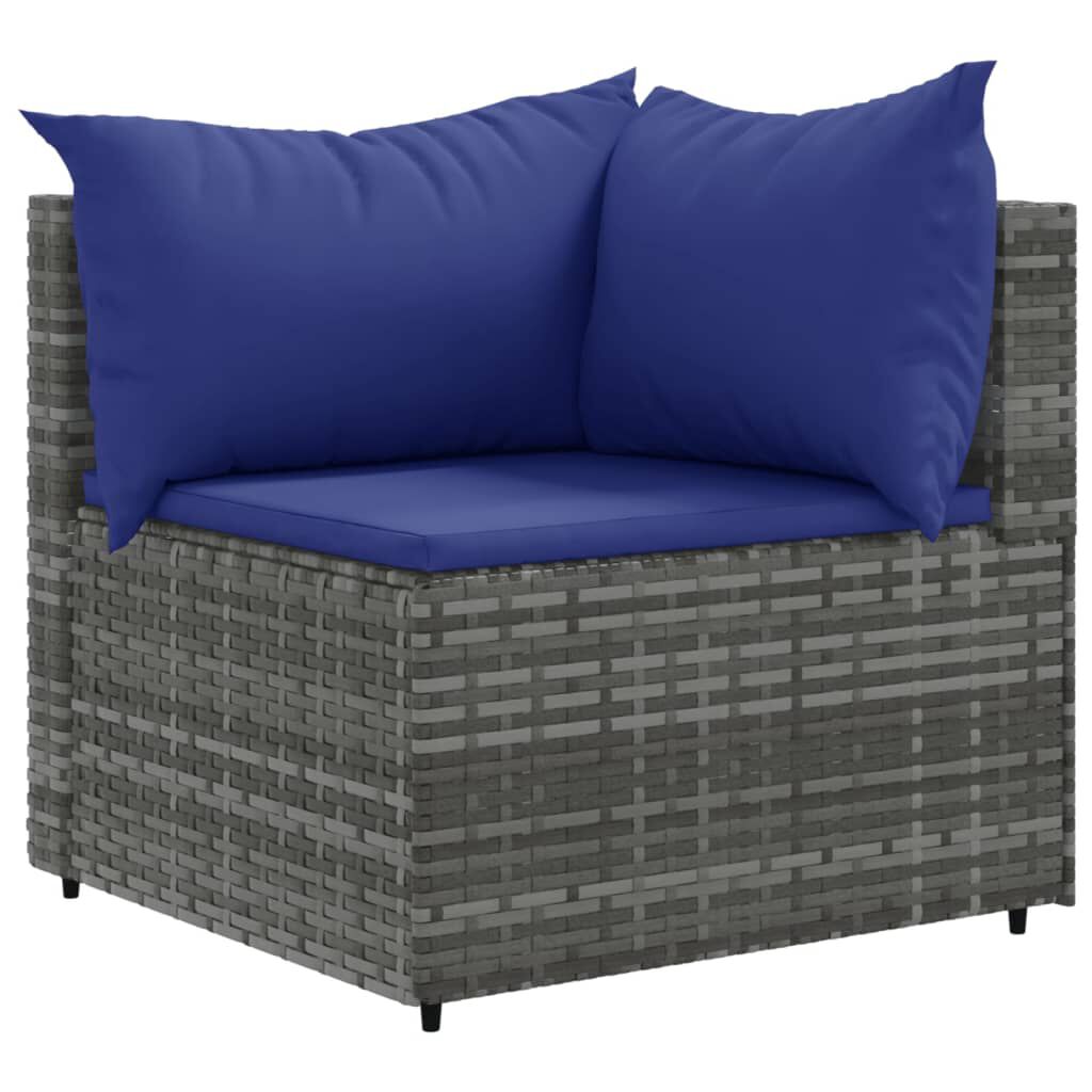 vidaXL 11 Piece Garden Sofa Set with Cushions Grey Poly Rattan