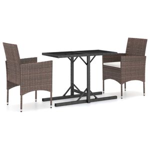 vidaXL 3 Piece Garden Dining Set Brown