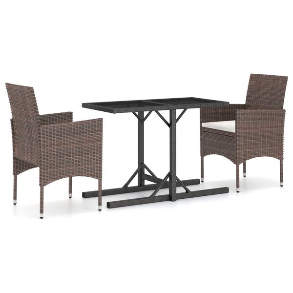 vidaXL 3 Piece Garden Dining Set Brown